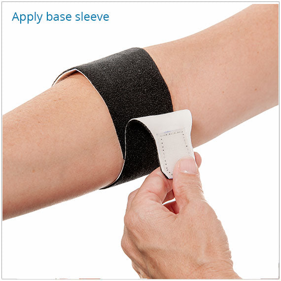 The 3pp elbow pop splint for tennis and golfers elbow shows how to apply base sleeve 