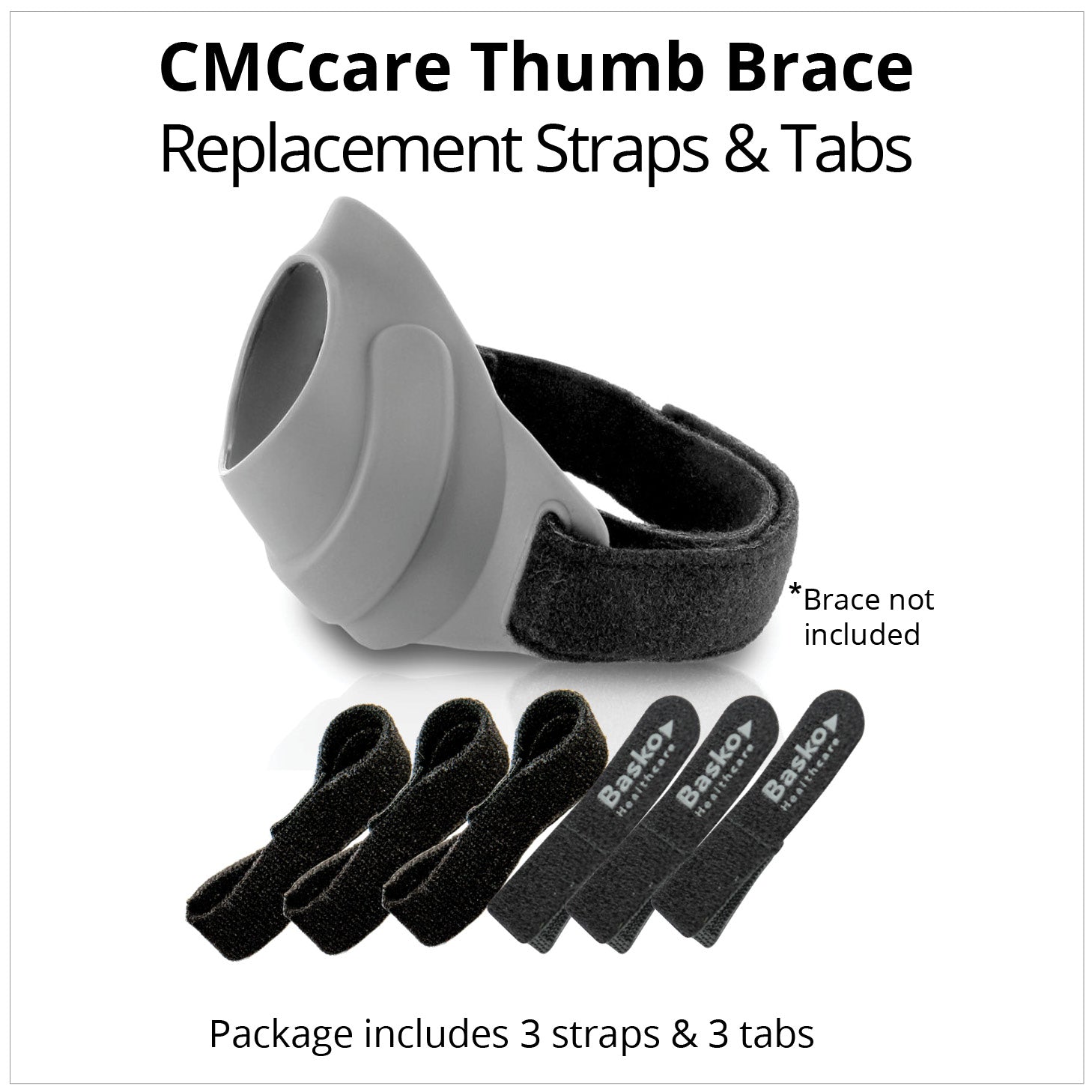 CMCcare thumb brace accessories  for liners , replacement straps and tabs includes 3 straps and 3 tabs