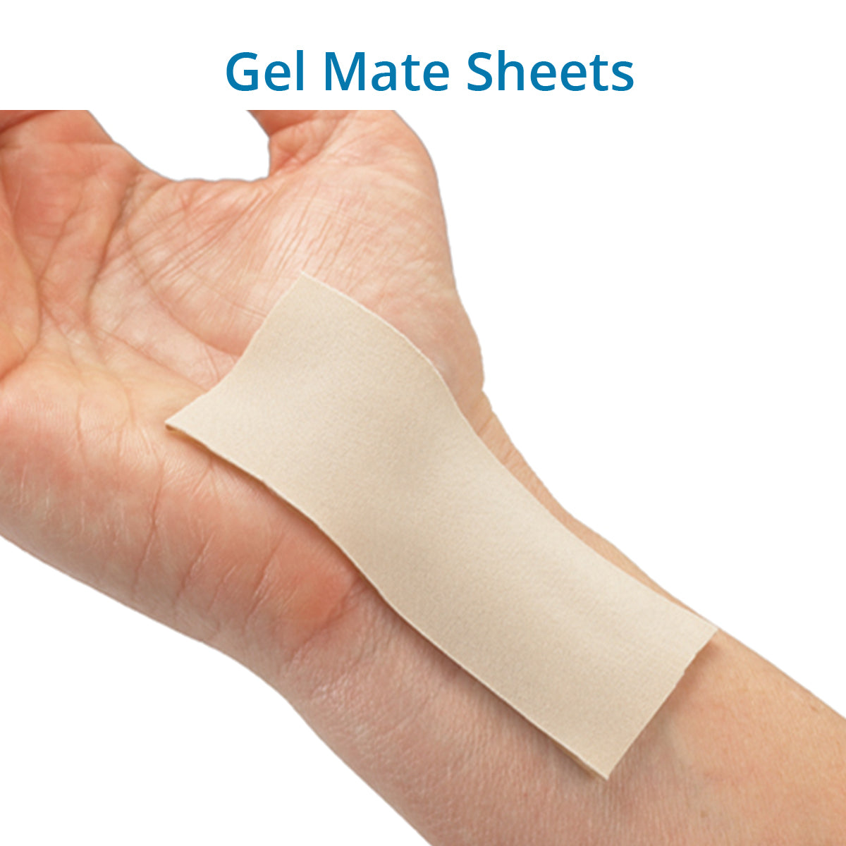 Gel Mate Medical-grade silicone gel sheet shown on a hand & wrist, applying gentle compression and hydration to scars to promote softer, flatter healing