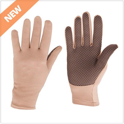  Protexgloves egloves cottony soft glove with light compression offers the perfect balance of  warmth, dexterity and grip for pain relief and improved mobility.  Has black diamond pattern on palm  for  touch sensitivity for phones and tablets. 