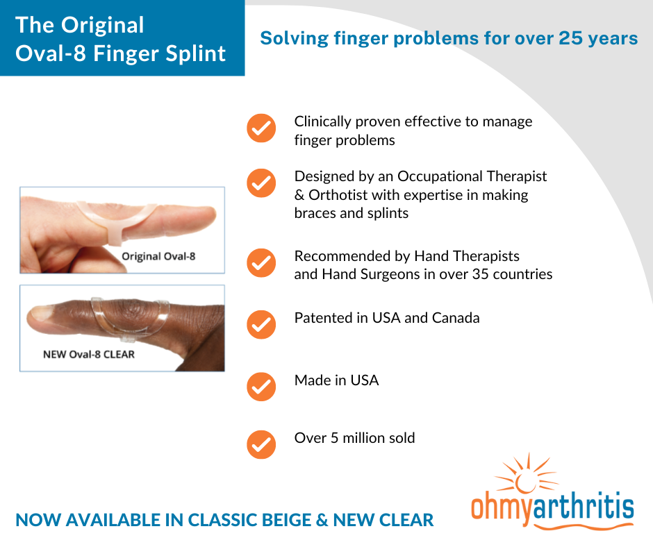 The original oval-8 finger splint is clinically proven effective to manage finger problems . made in USA . recommended by hand therapists & hand surgeons in over 35 countries